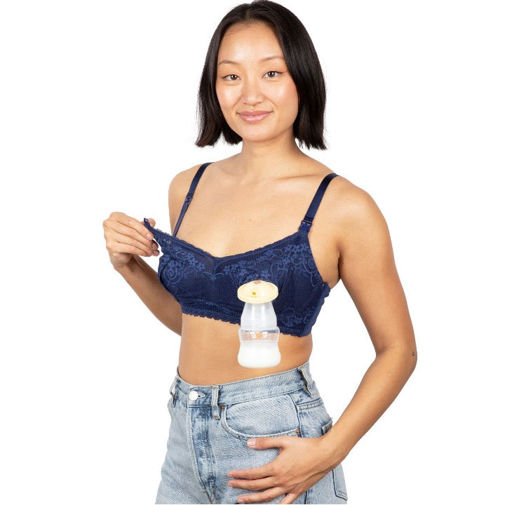 Fashion Women's Maternity Hands-Free Pumping Bra Plus Size Lace