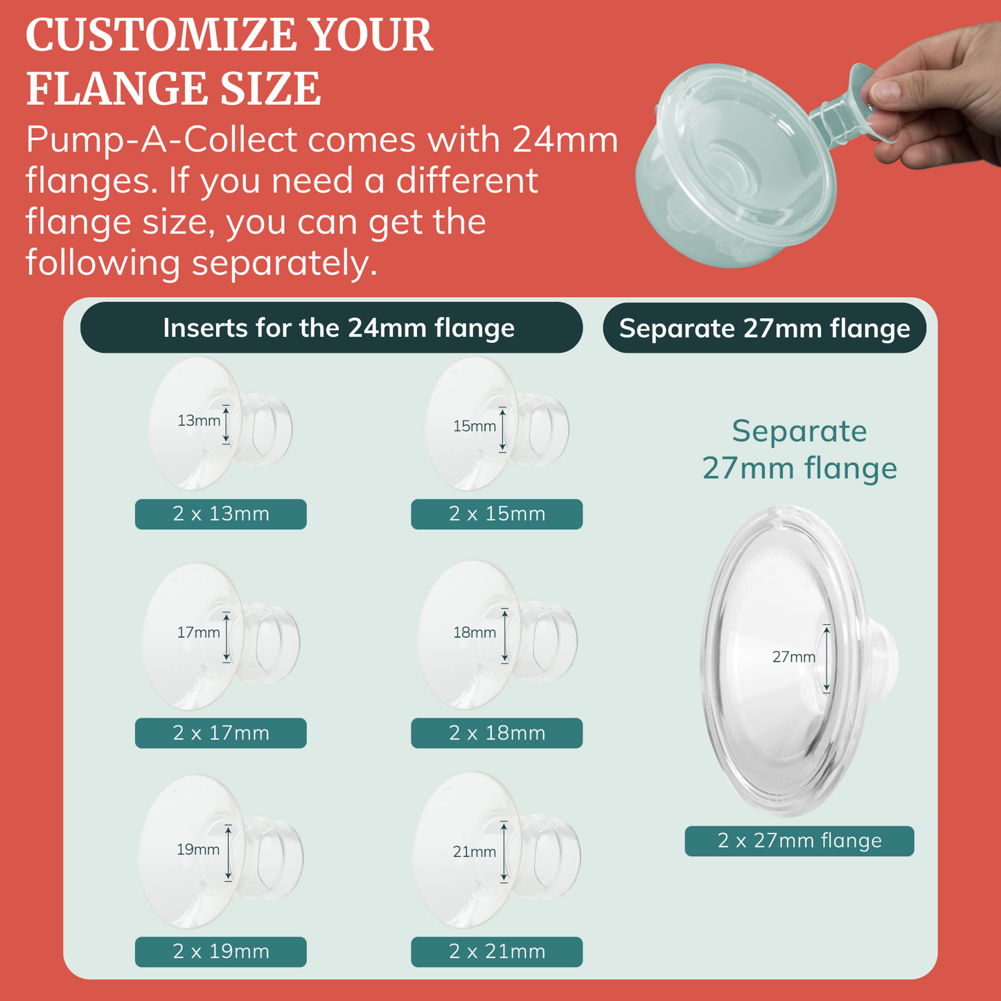 Pump-A-Collect Milk Collection Cups with Silicone Flanges