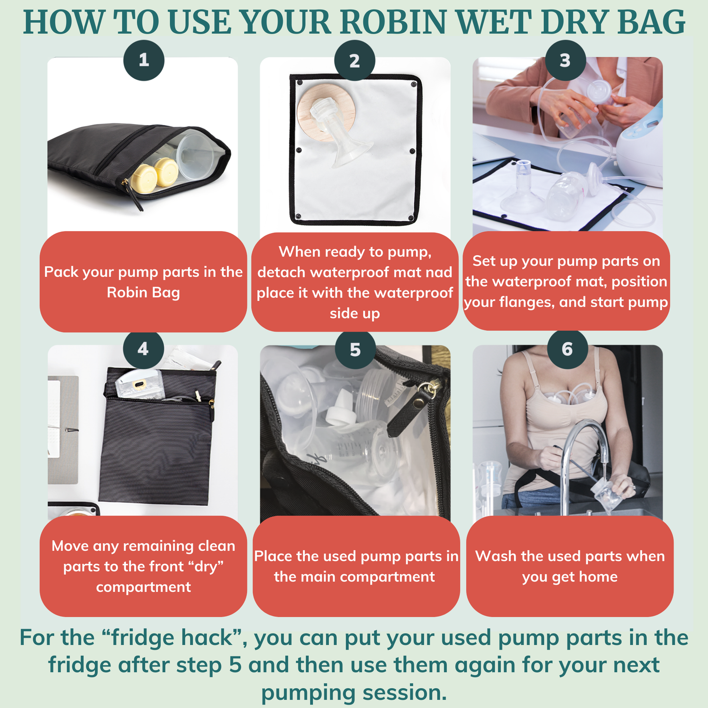 Robin Wet/Dry Bag For Breast Pump Parts